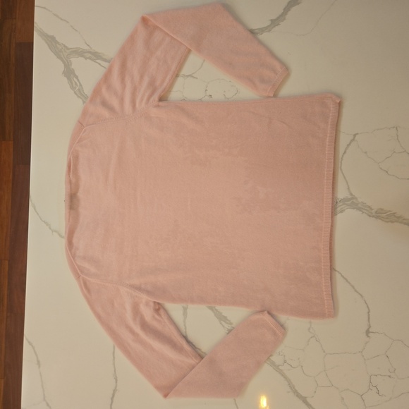 Geneva Womens 100% Cashmere V Neck Long Sleeve Knit Sweater Baby Pink Size Large - Picture 2 of 9